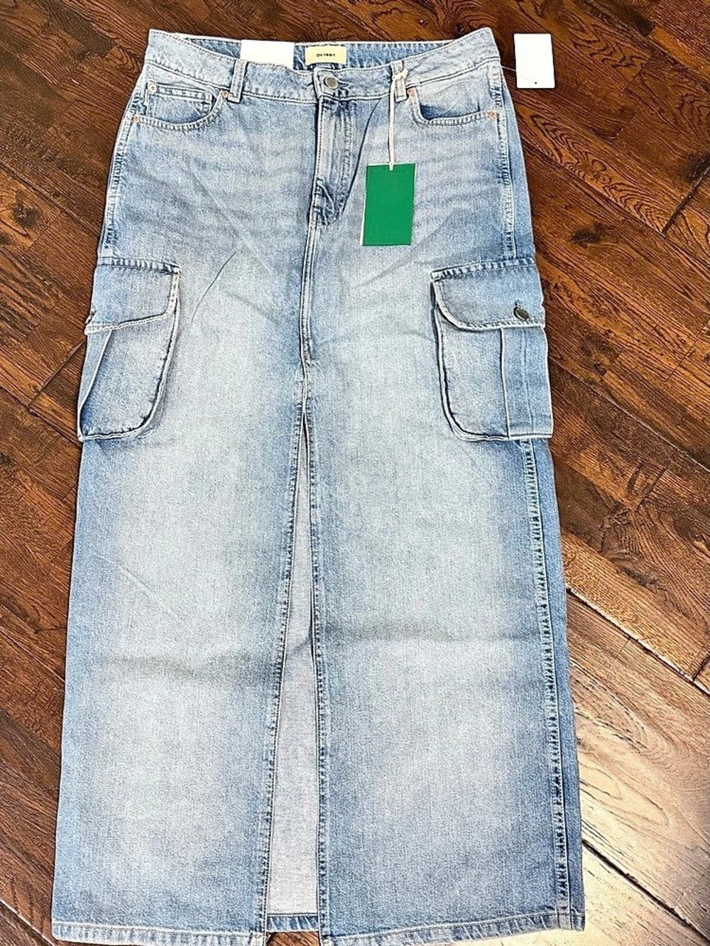 DL1961 Asra Denim Cargo Maxi Skirt Blue